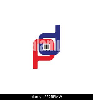 letter pd linked geometric dot square colorful logo vector Stock Vector