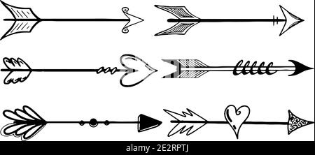 Hand drawn arrow set on white background Stock Vector