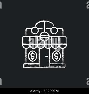 Pawnshop chalk white icon on black background Stock Vector