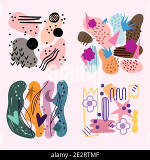 set of abstract backgrounds with floral spots various shapes and textures vector illustration Stock Vector