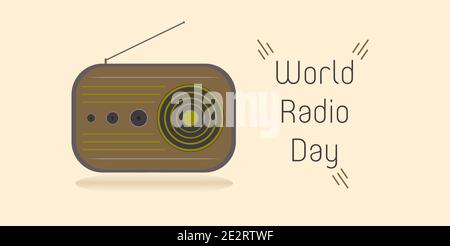 World radio Day. Vintage poster. Vector illustration. Stock Vector
