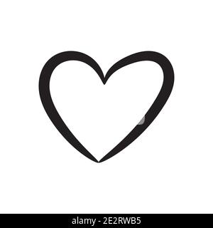 Contour drawing of a heart on a white background. A design element for your creativity. Doodle Stock Vector