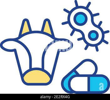 Bacterias from animals RGB color icon Stock Vector