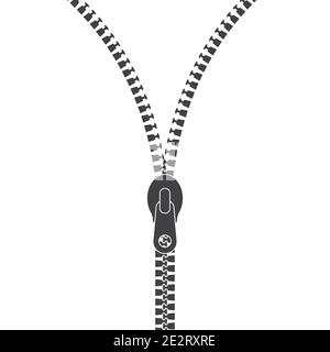 Open Zipper minimal logo. Zip Vector iicon Stock Vector