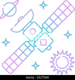 Satellite icon vector in outline style. Navigation, GPS, broadcast sign for web, UI, app. Stock Vector