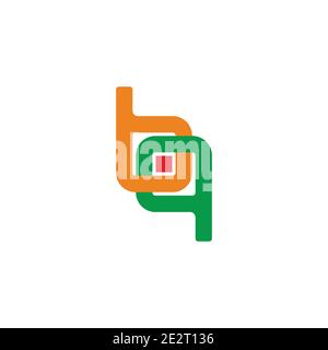 letter bq linked geometric dot square colorful logo vector Stock Vector