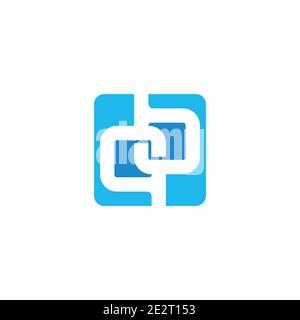 letter qb abstract negative space geometric square logo vector Stock Vector