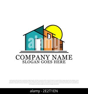 modern flat design of house logo inspiration, best for real estate and building logo template Stock Vector