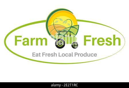 Eat Local produce fresh from farm to fork vector illustration on a white background - Sustainable local food concept Stock Vector