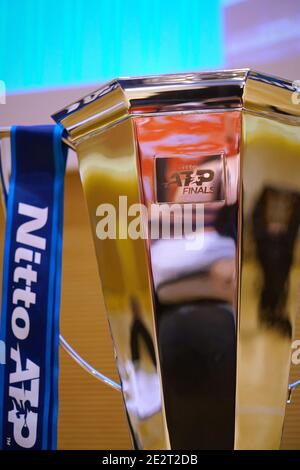 Detail of the cup Nitto ATP Finals, the most prestigious professional tennis tournament that from 2021 to 2025 will be held in Turin. Turin, Italy - J Stock Photo
