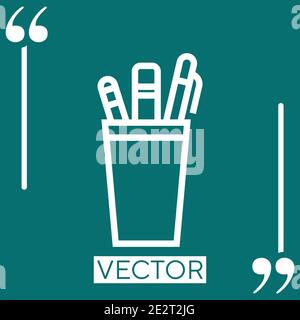 pencil cup vector icon Linear icon. Editable stroke line Stock Vector