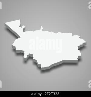 3d isometric map of Al Jawf is a Region of Saudi Arabia, vector illustration Stock Vector