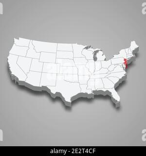 3d isometric Map of New Jersey is a state of United States with ...