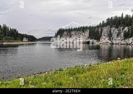 Virgin Komi forests. UNESCO World Heritage Site, Yugyd Va National Park, summer landscape, Shchugor river. Stock Photo