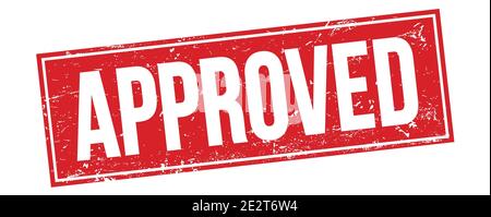 APPROVED text on red grungy rectangle stamp sign. Stock Photo