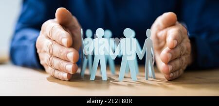 Business Employee Insurance And Protections. Help Concept Stock Photo