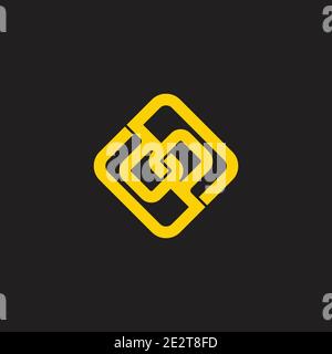 letter dp square linked chain overlapping symbol logo vector Stock Vector