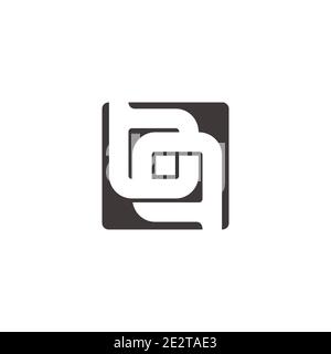 letter bq linked square negative space dot geometric logo vector Stock Vector
