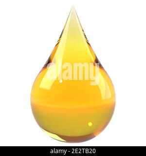 Oil drop isolated on white background. Cooking oil, honey or petroleum machine oil. Graphic design element for poster, flyer, manual, packaging. 3D il Stock Photo