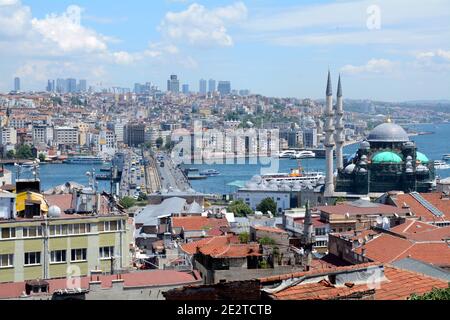 View of Istanbul skyline looking towards Galata tower and bridge. Possibly the best view in Istanbul. Stock Photo