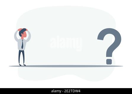 Businessman with question mark. Confusion and challenge concept Stock Vector