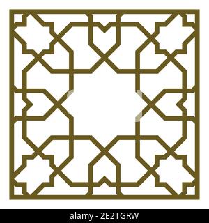 Geometric ornament based on traditional islamic art.Brown color lines. Stock Vector