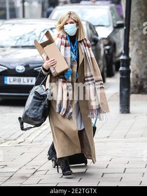 Kate Garraway wearing a facemask seen arriving at the Global Radio Studios in London. Stock Photo