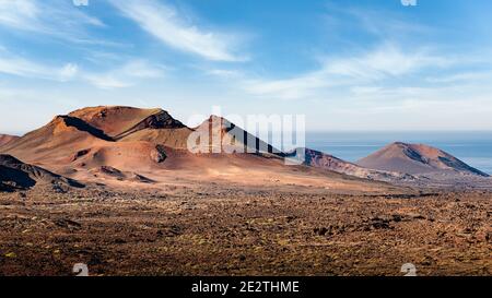 Scenic Timanfaya, Lanzarote. Volcanic Landscape Canary Islands Stock Photo