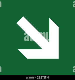 Emergency exit downstairs vector sign green white Stock Vector