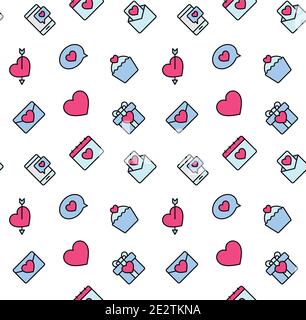 Valentine's Day patterns seamless with hearts and valentine symbol. Used for textile, fabric, background. Stock Vector