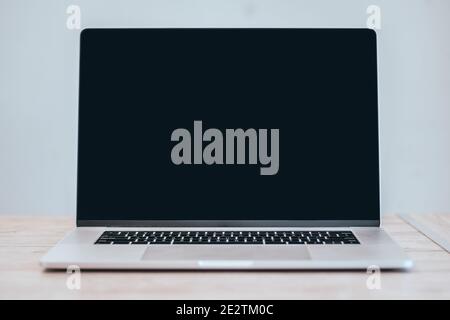 close up. stylish laptop on the table. Stock Photo