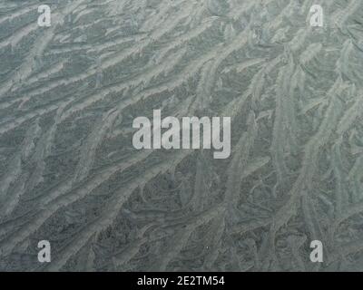 Frost marks and patterns seen in winter on a cold and frosty morning. Stock Photo