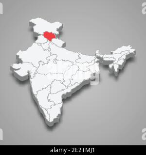 Haryana state location within India 3d isometric map Stock Vector