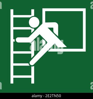 Emergency exit window ladder sign symbol vector green white Stock Vector