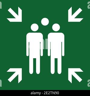 Assembly point emergency sign symbol green vector Stock Vector