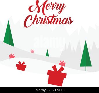 Merry Christmas illustration with tree and gifts 25december Stock Vector