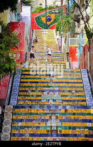 Escadaria Selarón (Selaron Steps) in Rio de Janeiro, Brazil Stock Photo