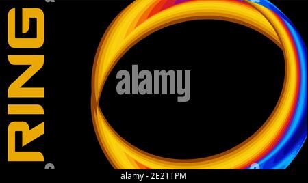 Template of card with glowing magic ring on black background. Vector graphic layout Stock Vector