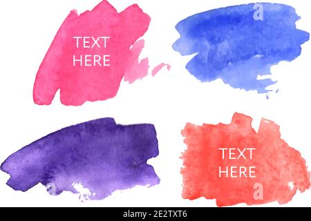 Vector watercolor ink spot. Set brush stroke on paper texture. Dry brush strokes. Abstract composition for design Stock Vector