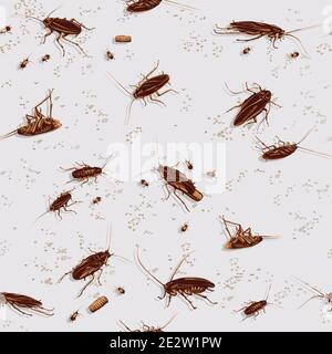 drawing of a black and color cockroach, pattern Stock Vector