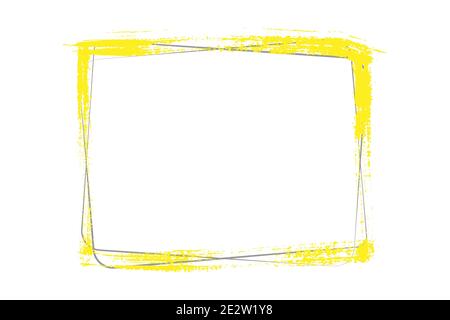 yellow frame texture brush strokes and gray rectangular frames on white background Stock Vector