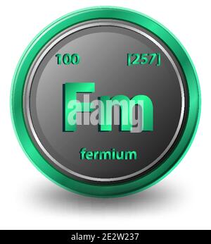 Fermium chemical element. Chemical symbol with atomic number and atomic mass. illustration Stock Vector
