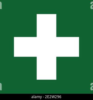 First aid emergency sign symbol vector green white Stock Vector