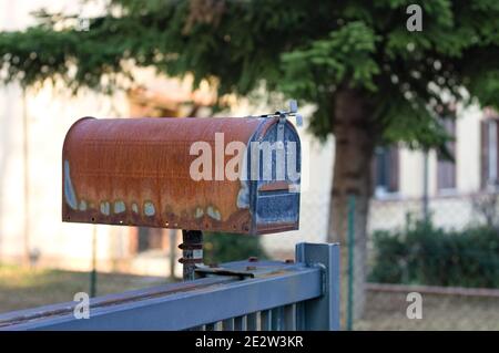 A rusty metal vintage mailbox (Pesaro, Italy, Europe) Stock Photo