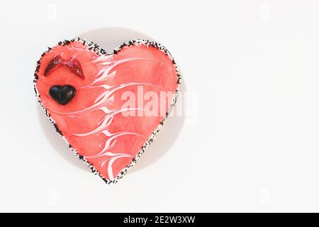 Valentines Day heart shaped cake with chocolate Stock Photo