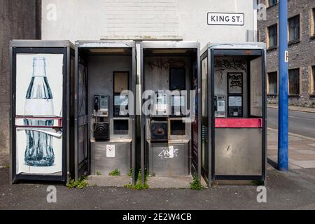 BT public phone boxes, King Street, Stonehouse, Plymouth, Devon Stock Photo