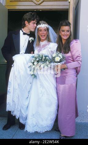 Kyle Richards and C. Thomas Howell with Kim Richards  the Wedding of Kim Richards and G. Monty Brinson on August 3, 1985 at Beverly Hills Hotel in Beverly Hills, California Credit: Ralph Dominguez/MediaPunch Stock Photo