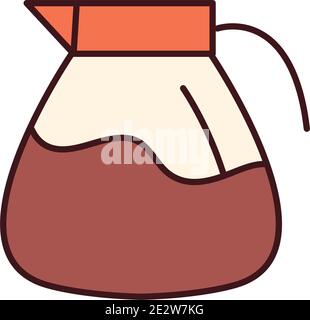 breakfast kettle coffee fresh beverage line and fill style vector illustration Stock Vector