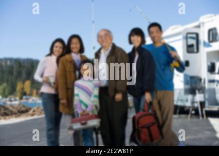 Blurred photo of Family going on camp Stock Photo