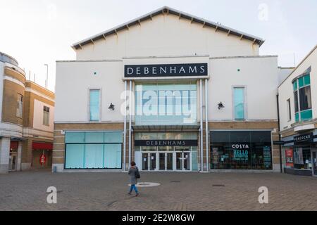 Weymouth, Dorset, UK.  15th January 2021.  General view of the Debenhams department store at Weymouth in Dorset which will not be re-opening when lockdown ends.  Picture Credit: Graham Hunt/Alamy Live News Stock Photo